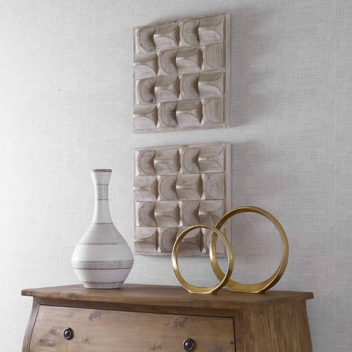 Pickford Wood Wall Decor Natural, Sculptural Wall Art by Uttermost, 20.12" width x 20.12" height x 4.5" depth View 7
