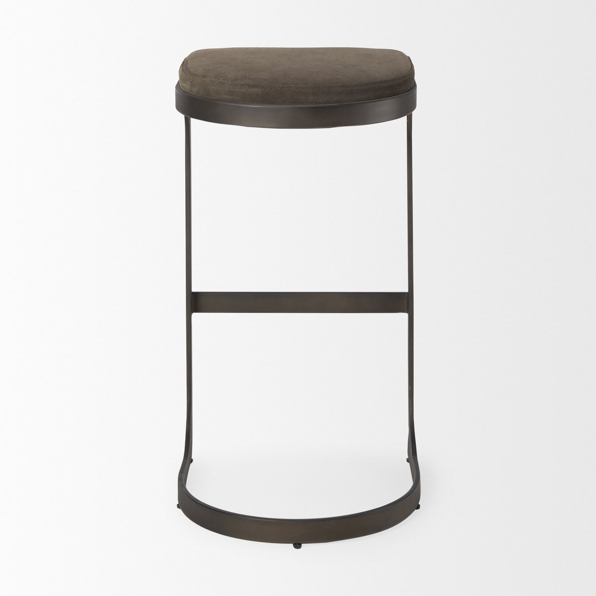 Tyson Backless 31in Seat Bar Stool | Brown/Gray Suede with Black Metal, Counter & Bar Stool by Mercana, 17.25" length x 17.5" width x 31" height View 5