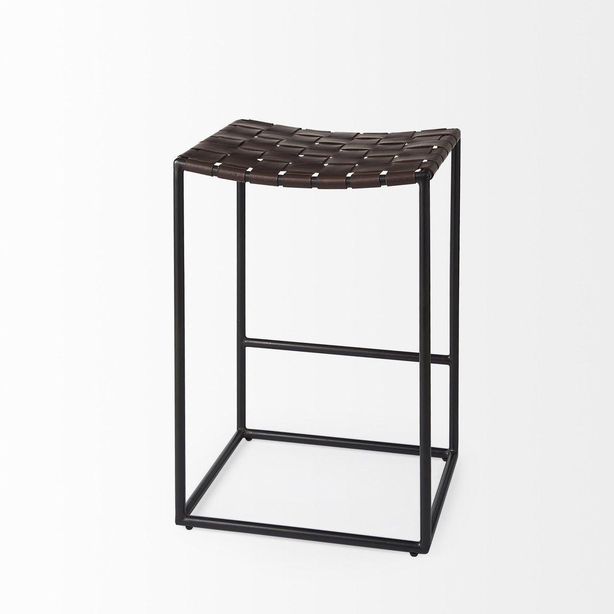 Clarissa Backless 26.25in Seat Counter Stool | Brown Leather with Metal, Counter & Bar Stool by Mercana, 18" length x 16" width x 26" height View 9
