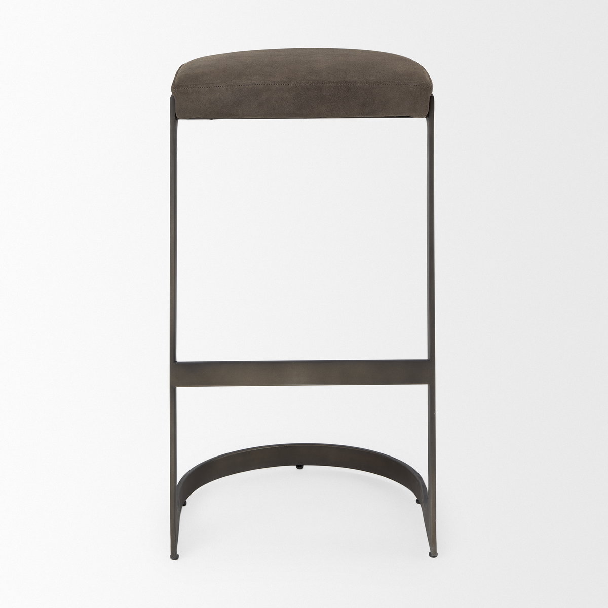 Tyson Backless 31in Seat Bar Stool | Brown/Gray Suede with Black Metal, Counter & Bar Stool by Mercana, 17.25" length x 17.5" width x 31" height View 3