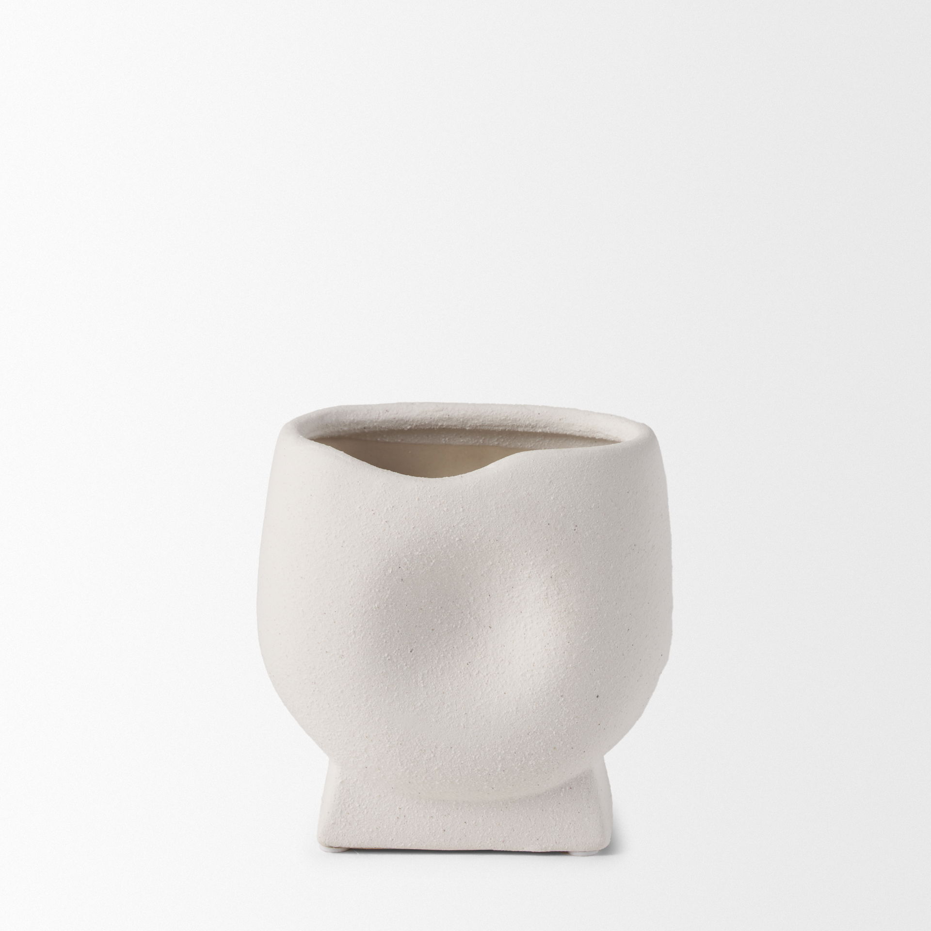 Darian Small Textured Matte White Ceramic Vase large image 