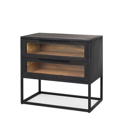 Sloan Black Wood with Black Metal Frame Side Table