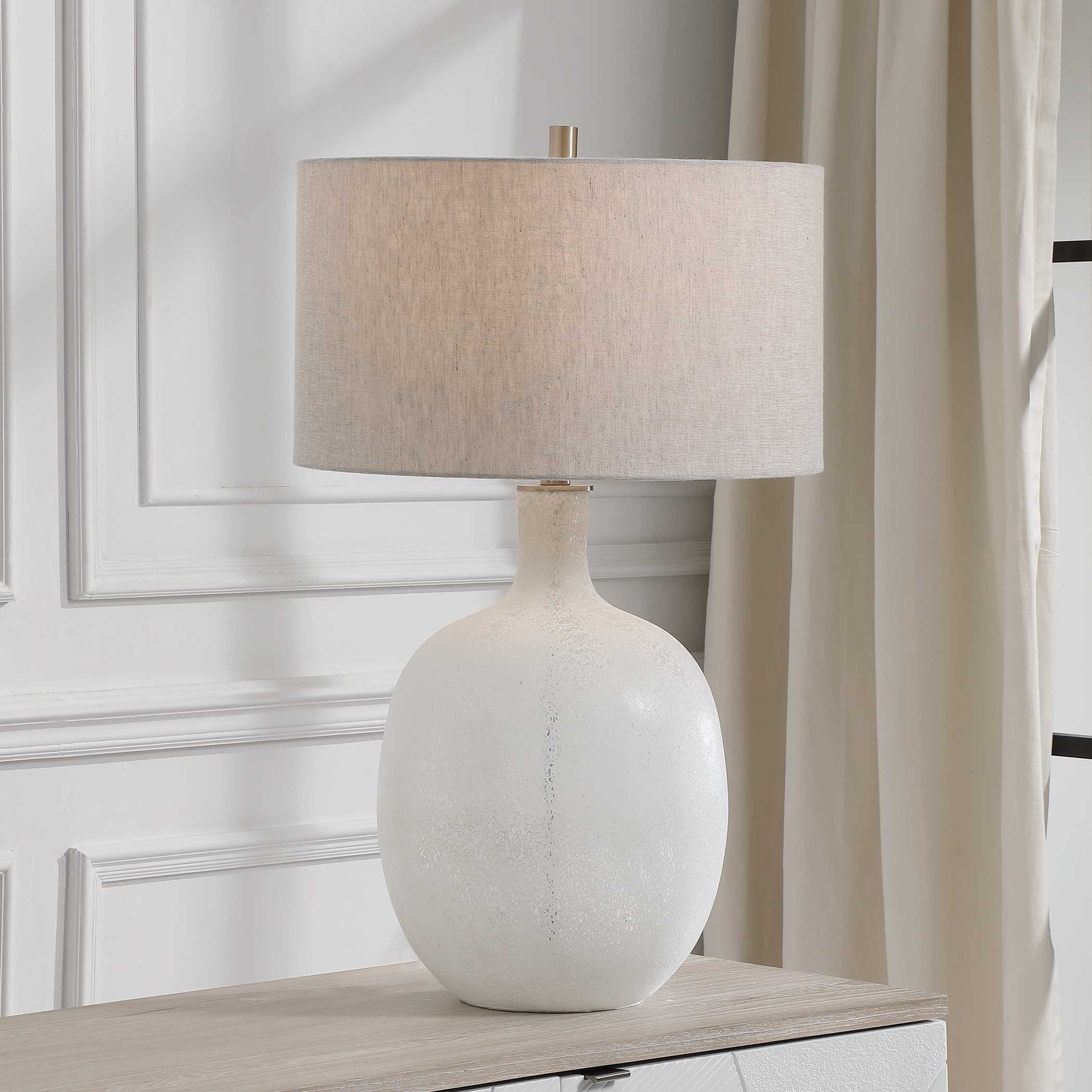 Whiteout Mottled Glass Table Lamp, by Uttermost, 18" width x 29.75" height x 18" depth View 2