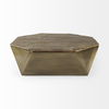 Esagono Octagonal Gold Metal-Clad Reclaimed Wood Coffee Table with Storage, by Mercana, 48" length x 48" width x 15" height thumbnail 4