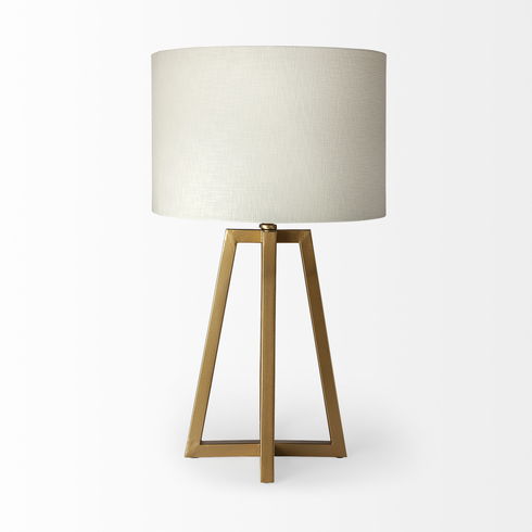 Raelynn (29"H) White-Linen Drum Shade with Gold Metal Frame Table Lamp