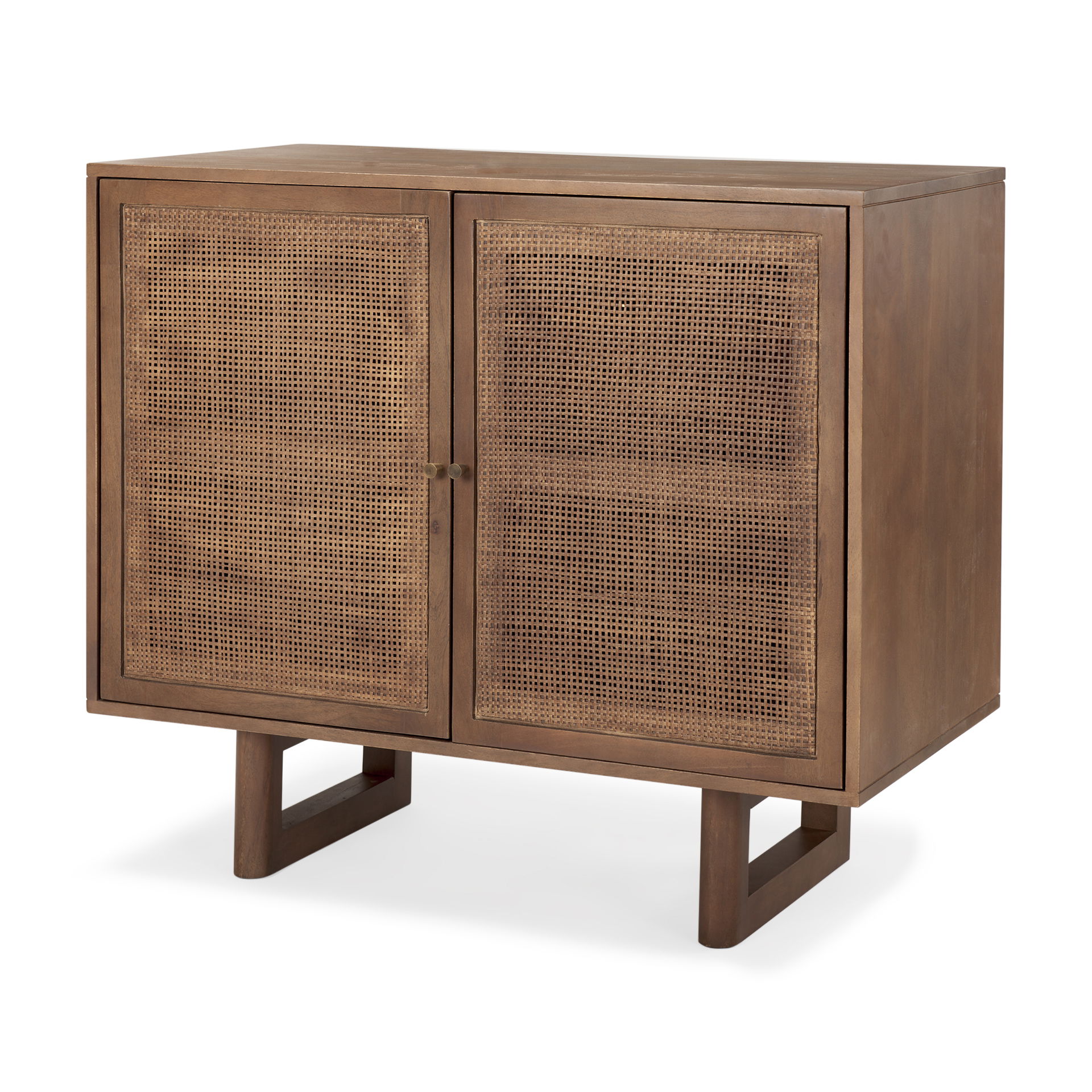Grier Medium Brown Wood with Cane 2 Door Accent Cabinet large image 