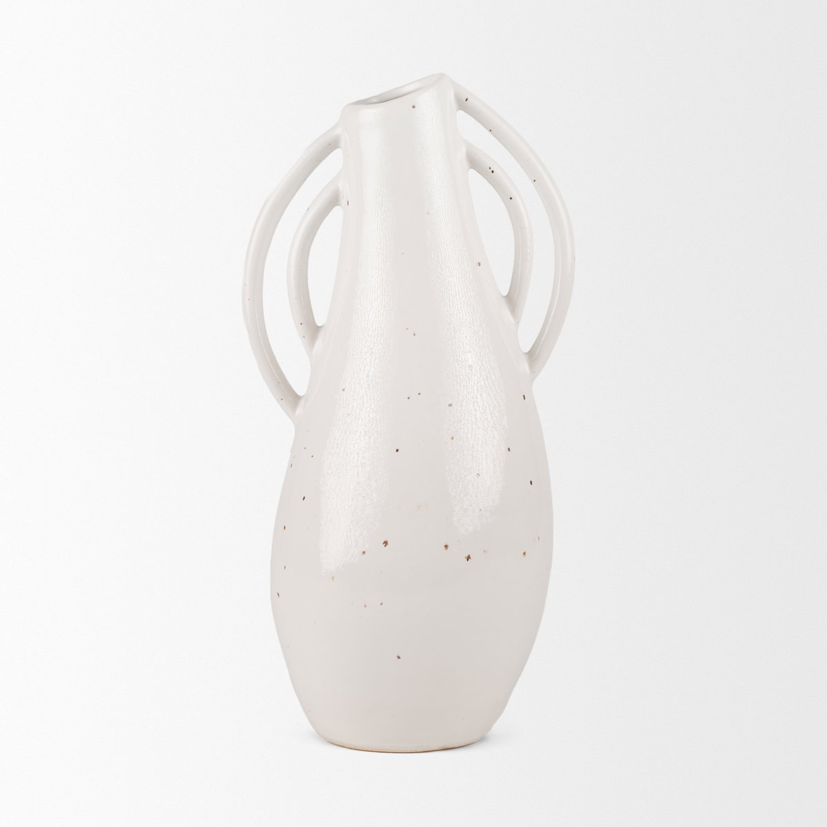 Urvi Tall Off White Speckled Asymmetrical Ceramic Vase, by Mercana, 7.09" length x 5.91" width x 13.98" height View 5