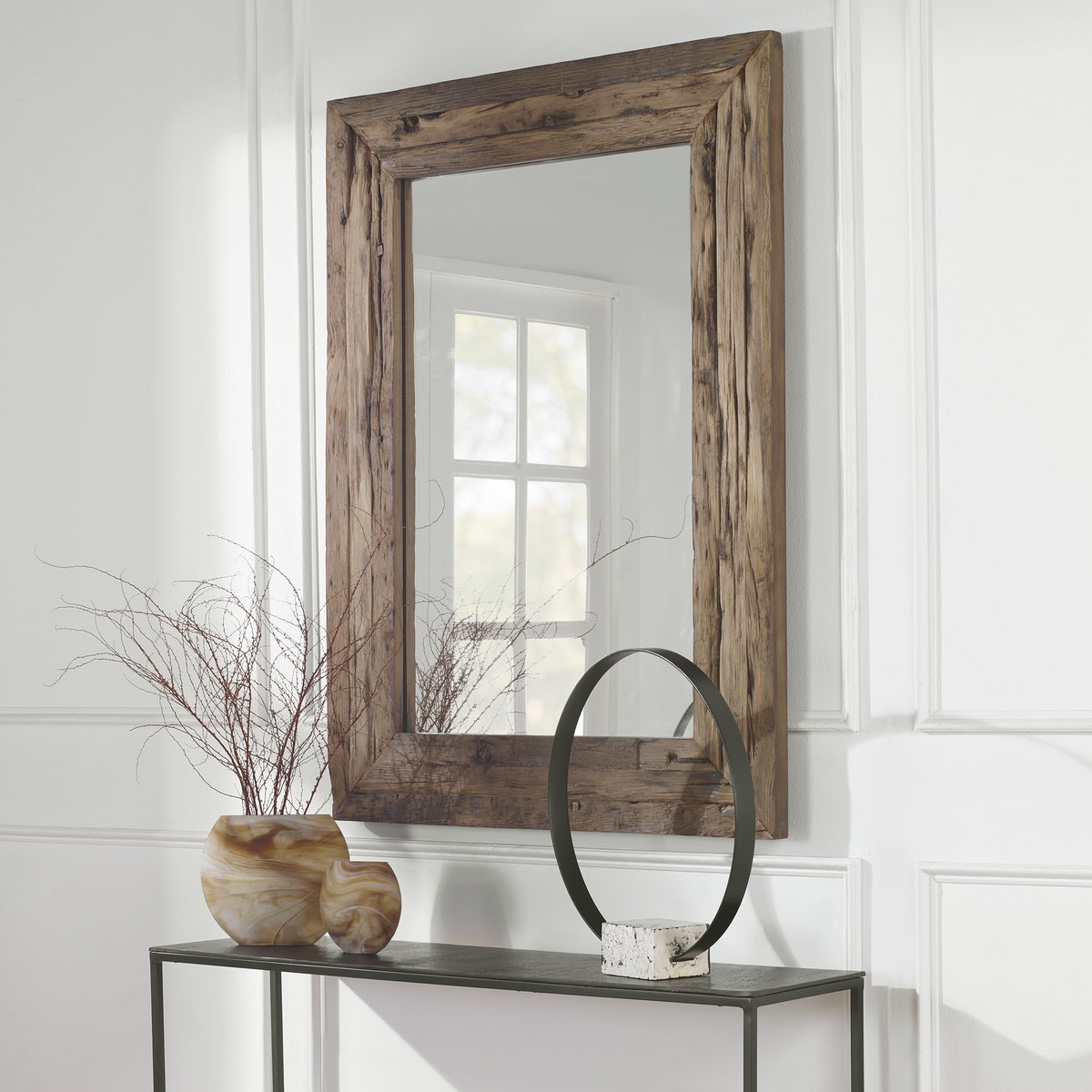 Rennick Rustic Wood Mirror, by Uttermost, 3' width x 4' height x 1.5" depth View 2