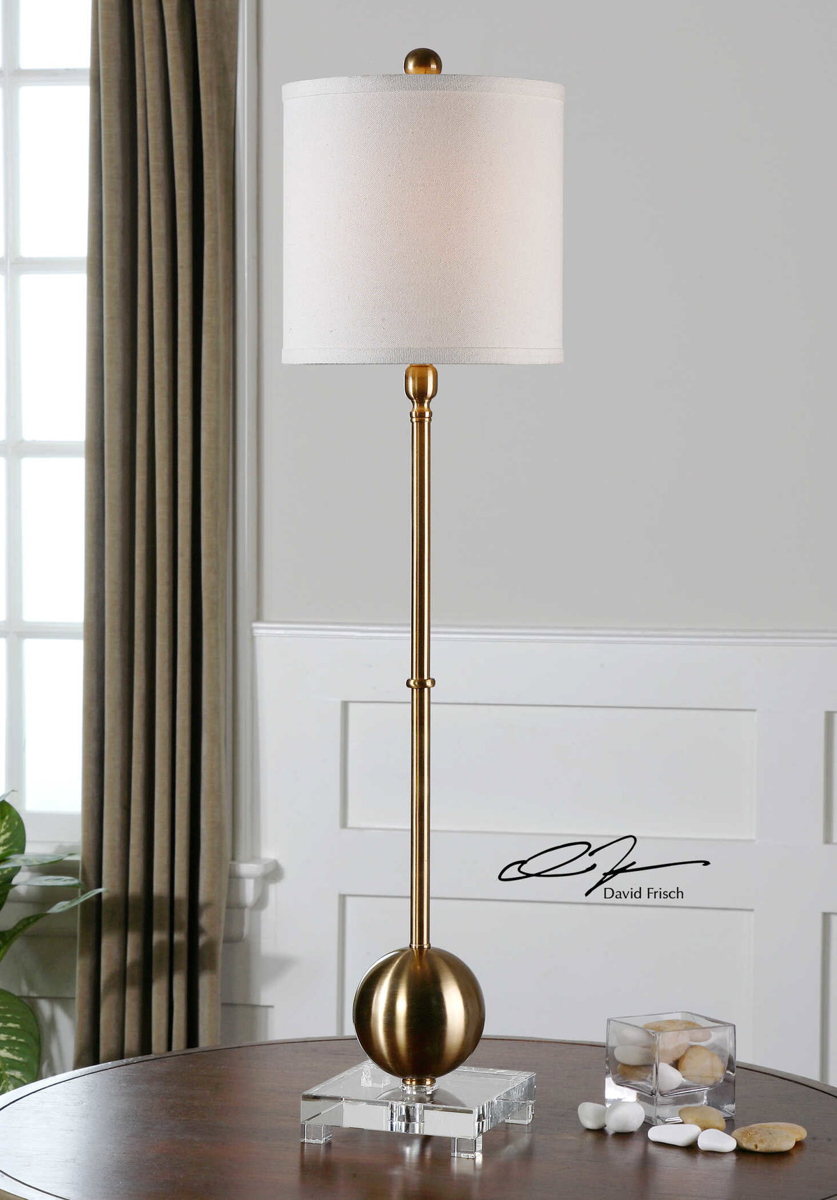 Laton Brass Buffet Lamp, by Uttermost, 9" width x 2'11" height x 9" depth View 4