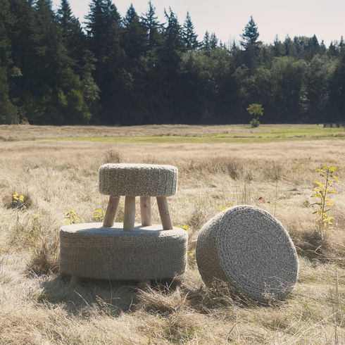 Bina   Light Gray 4 Legged Wool Stool