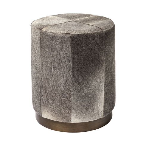 Zahavi I 23"H grey-toned hair-on-hide ottoman