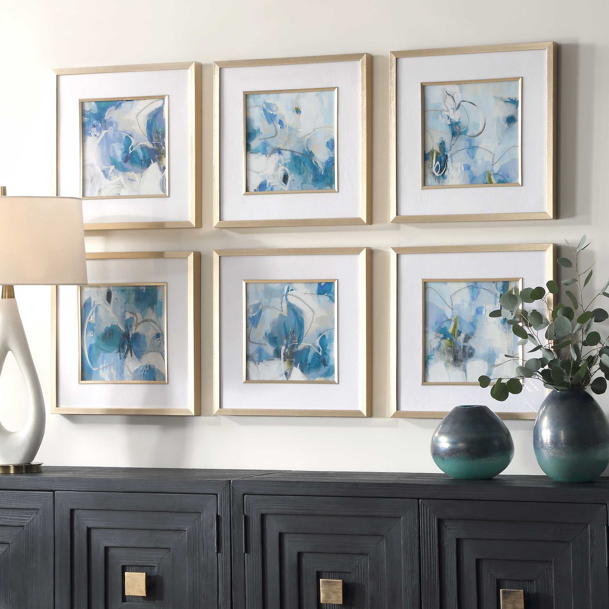 Fresh Start Blue Abstract Prints Set/6 large image 