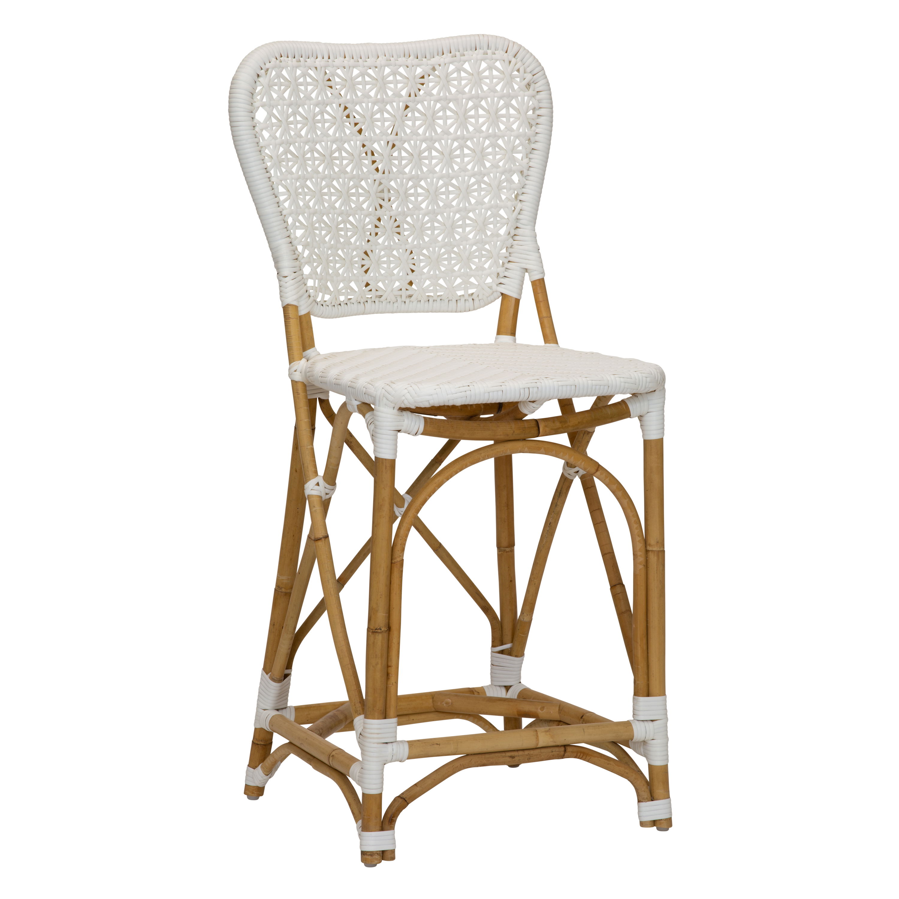 Clemente Counter Stool in Natural/White, Counter & Bar Stool by Woven, 17.75" width x 40" height x 19.5" depth View 1