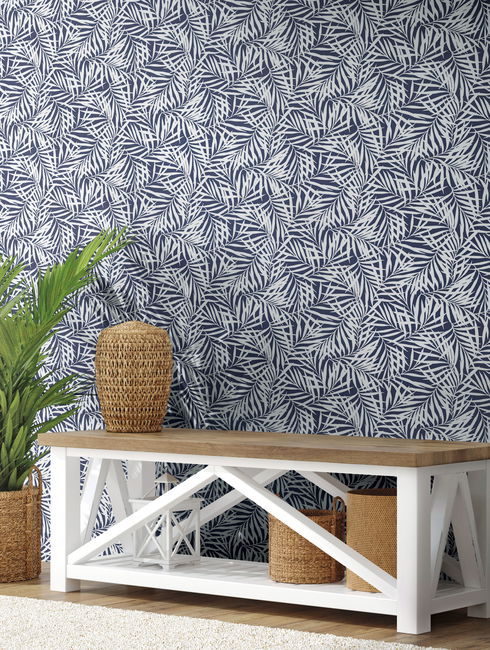 Oahu Fronds Blue Peel & Stick Wallpaper