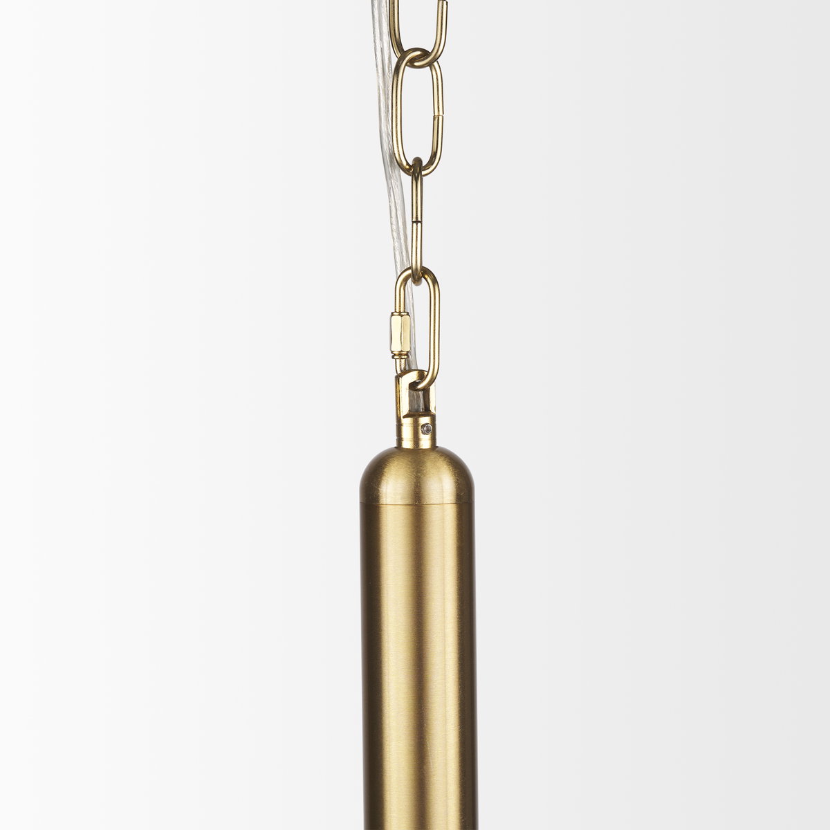 Britton Gold Metal with Clear Glass Globe 1-Light Pendant Light, by Mercana, 5.91" length x 5.91" width x 13.78" height View 6