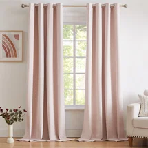 Online Designer Other Leming 100% Waterproof and Blackout Solid Color Polyester Linen Textured Grommets Curtains Panel(Set of 2) (Set of 2)