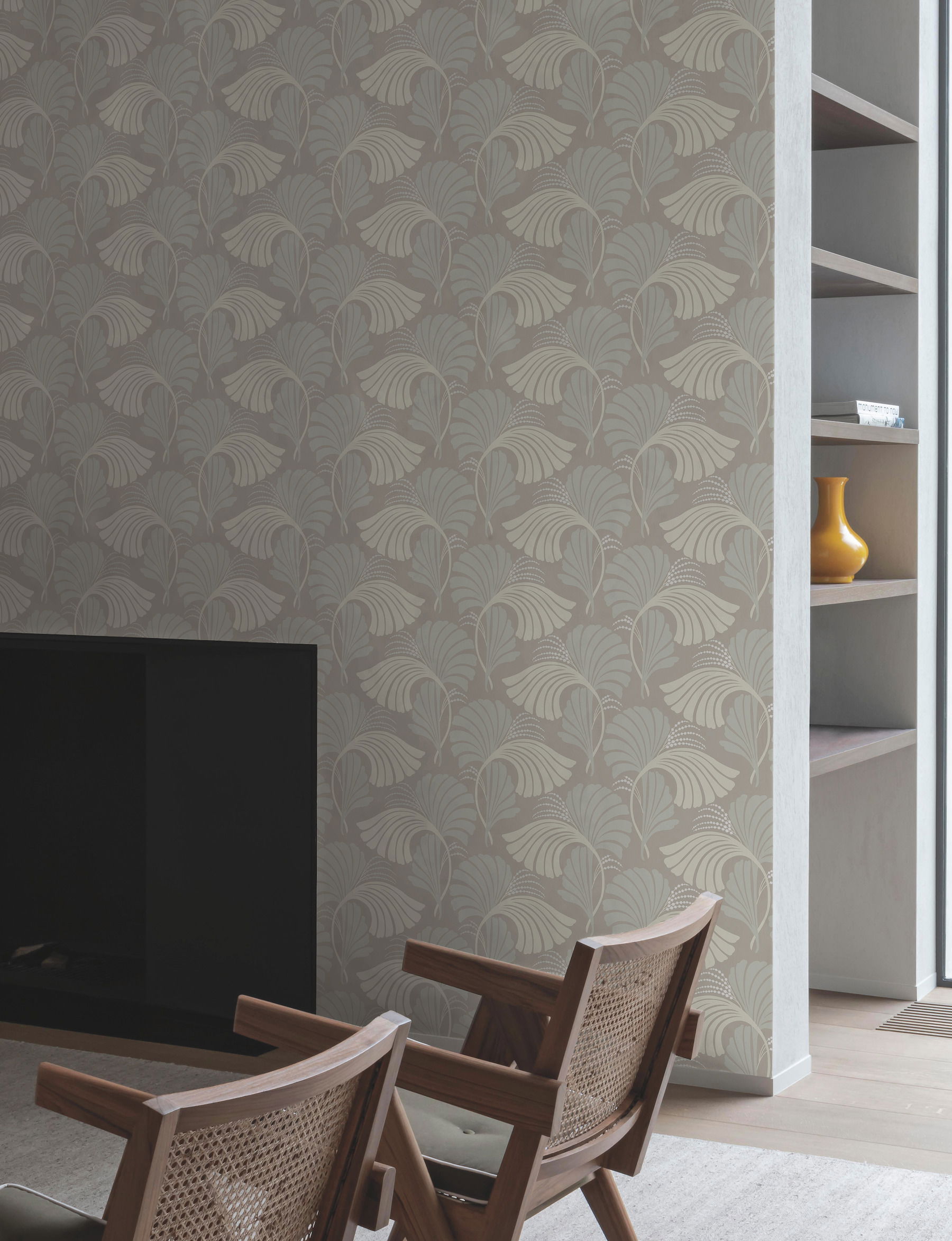 Dancing Leaves Neutral Wallpaper, by York Wall, 27' length x 2'3" width x 0.02" depth View 2