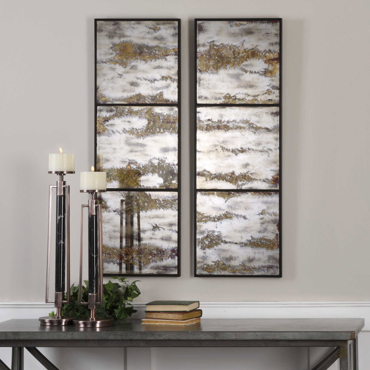 Rahila Antiqued Mirror Set Of 2, by Uttermost, 1'2" width x 3'6" height x 1.37" depth View 2