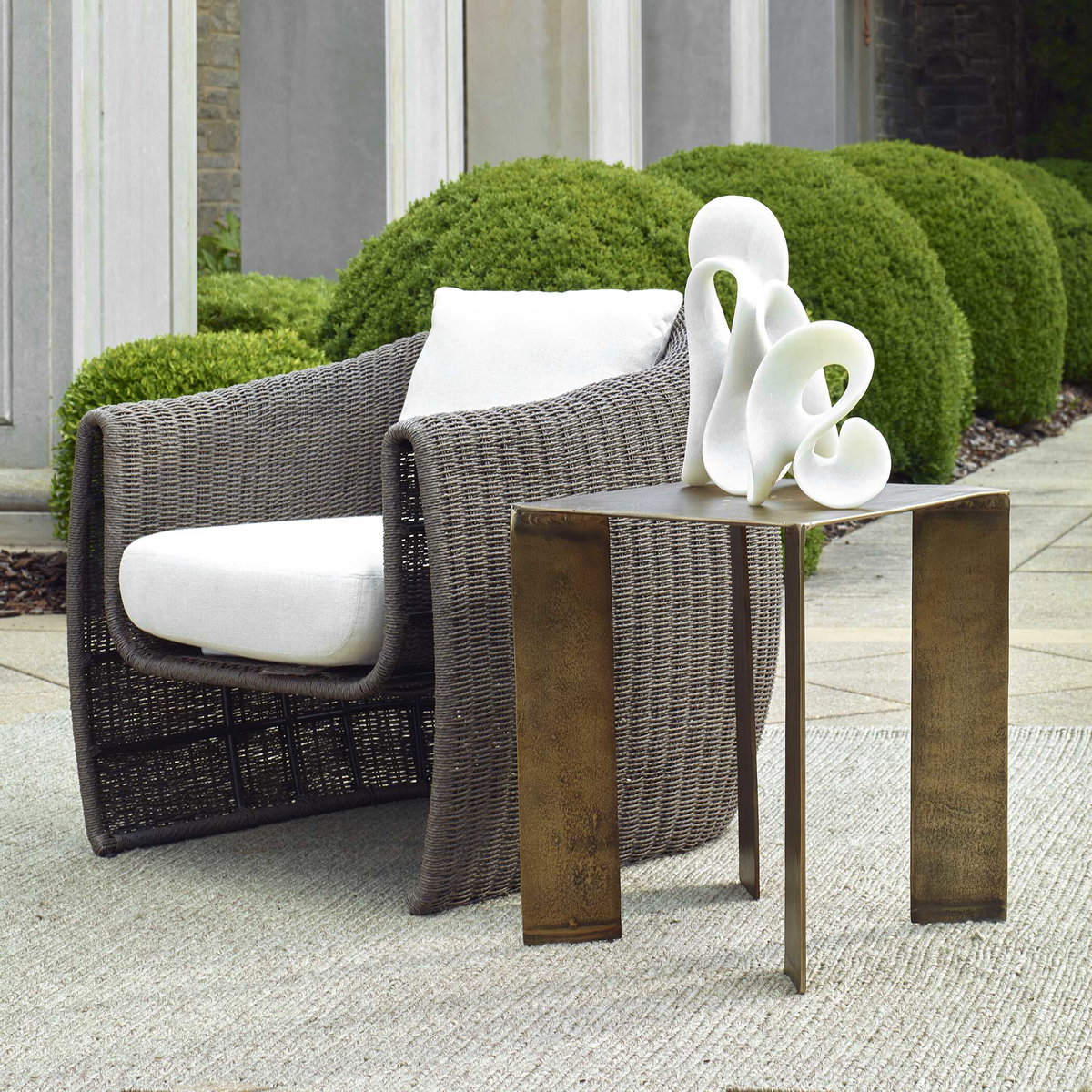 Reade Brass Outdoor Accent Table, Outdoor Table by Uttermost, 1'6" width x 1'10" height x 1'6" depth View 2