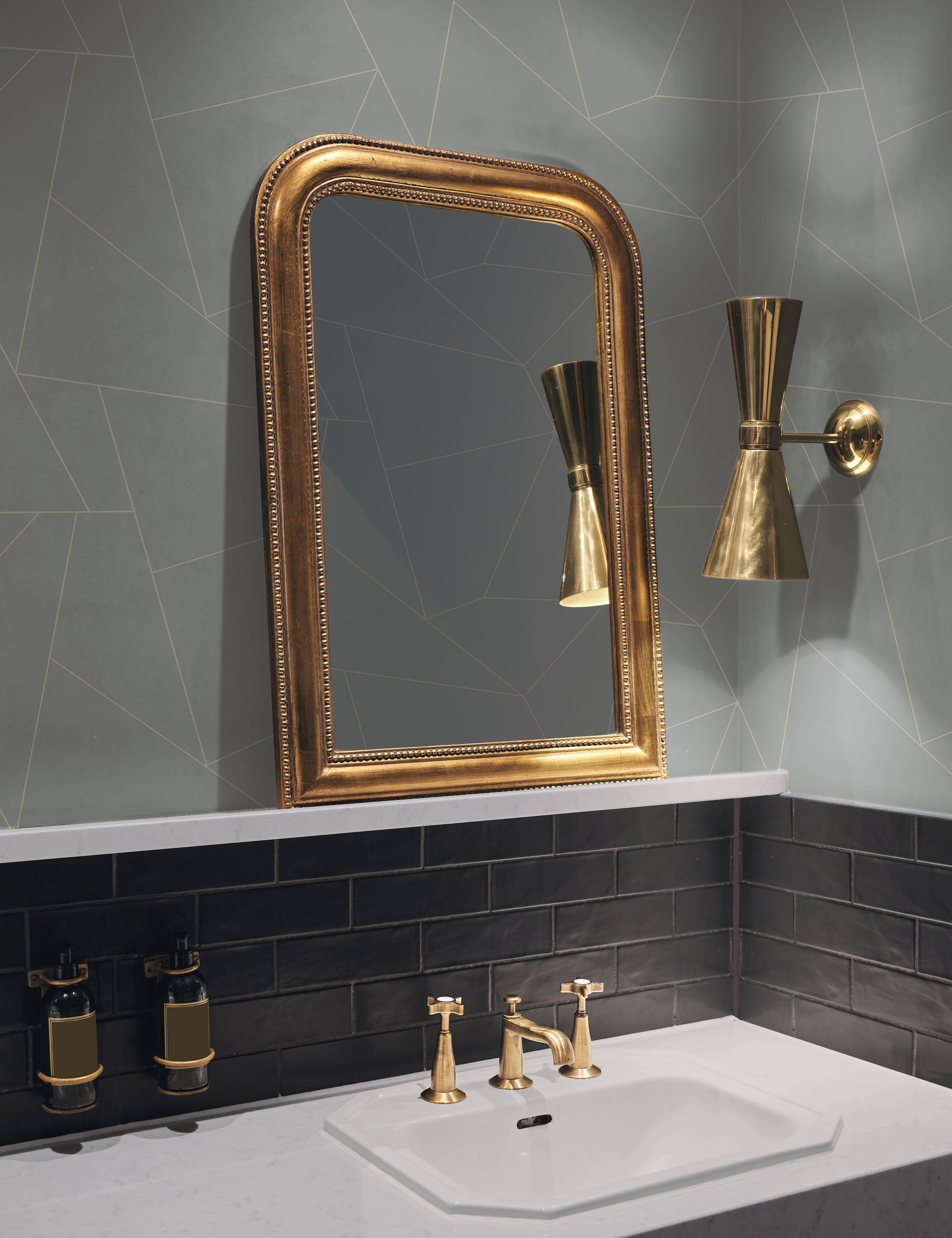 Fractured Prism Grey Peel & Stick Wallpaper, by York Wall, 20' length x 1'8.5" width x 0.02" depth View 2