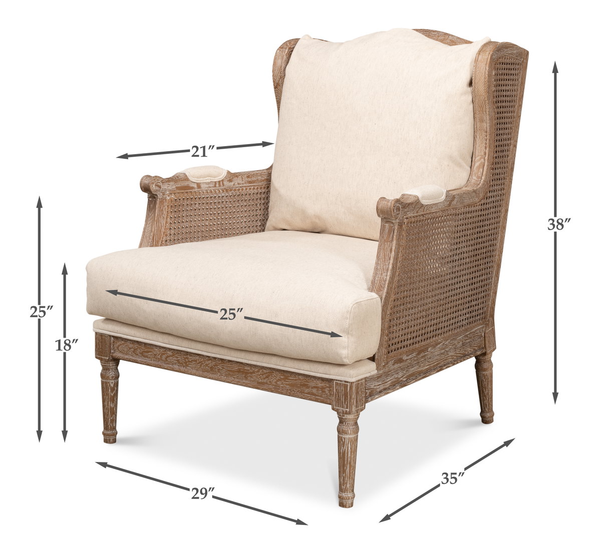 Ava Chair, by Sarreid, 2'11" length x 2'5" width x 3'2" height View 12