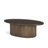Terra 48L x 28W x 15H Dark Brown Wood Oval Fluted Coffee Table, by Mercana, 48" length x 28" width x 15" height thumbnail 1