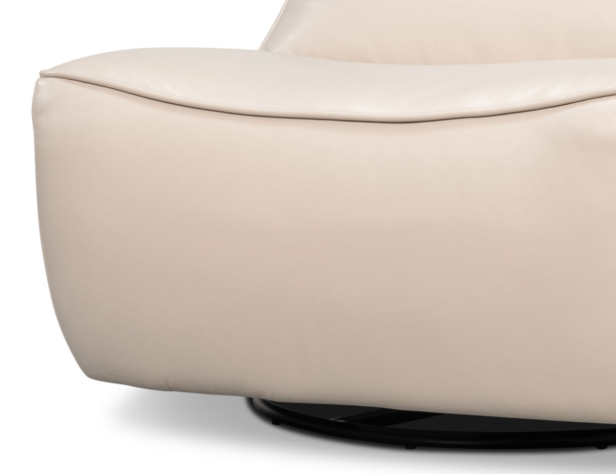 Kennett Swivel Chair Crystal White Leath, by Sarreid, 3' length x 2'9" width x 2'9" height View 6
