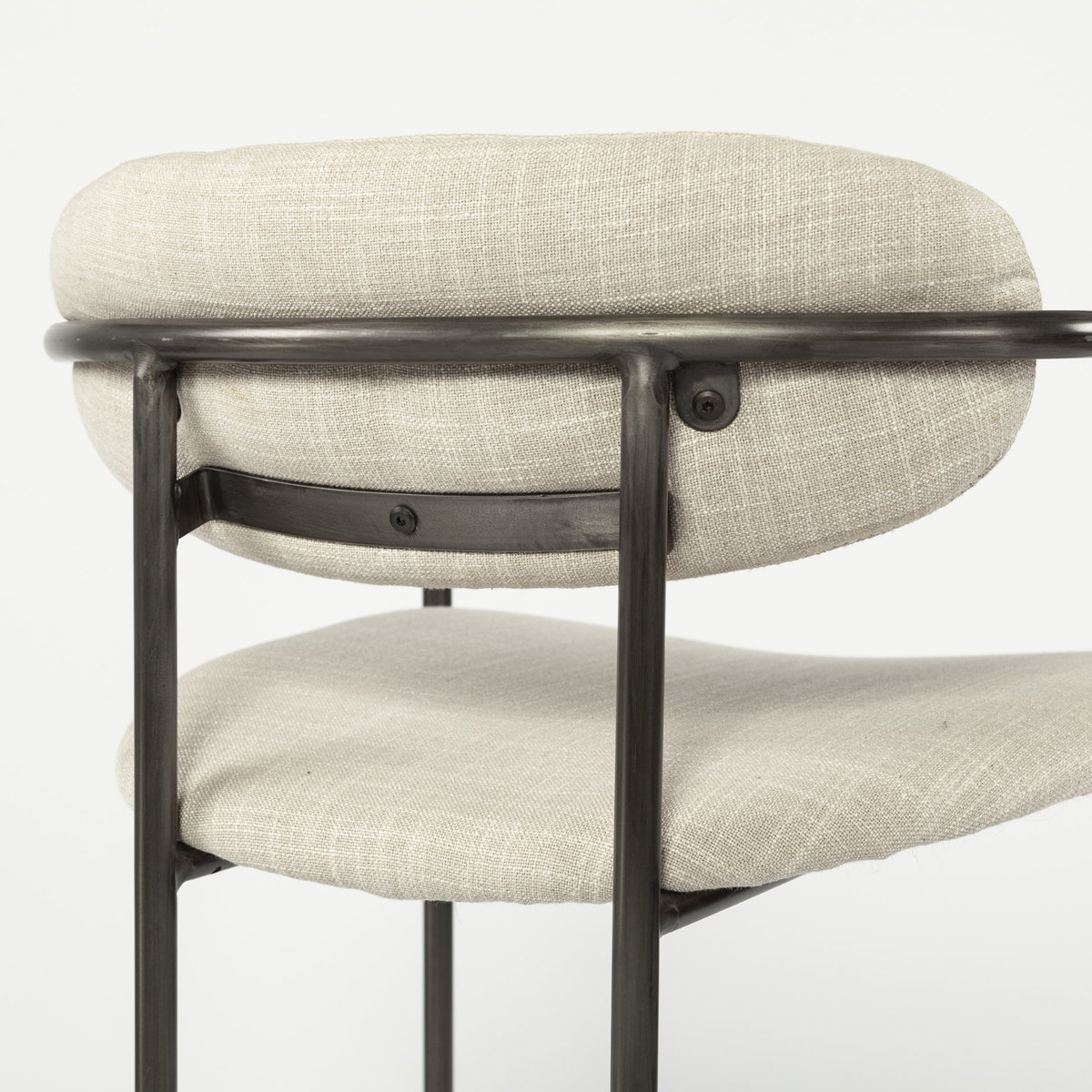 Parker Backless 36in Seat Counter Stool | Beige Fabric with Grey Metal, Counter & Bar Stool by Mercana, 19" length x 19.75" width x 36" height View 12