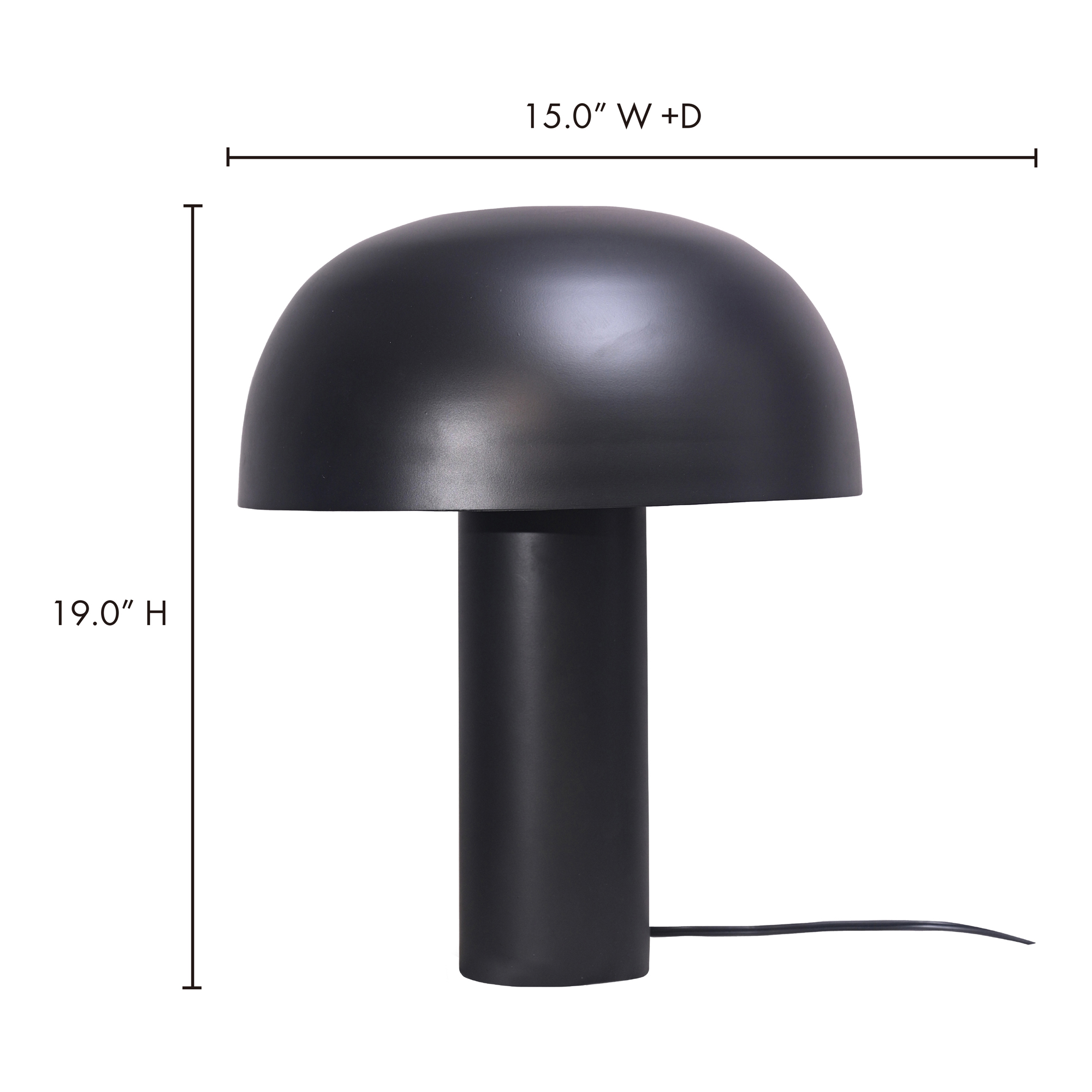 Nanu Table Lamp Black, by Moe's Home, 15" width x 18" height x 15" depth View 6