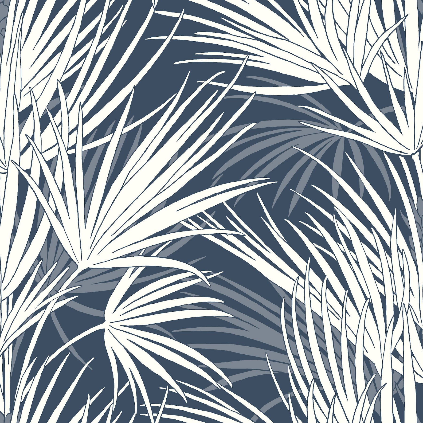 Palmetto Navy & White Wallpaper, by York Wall, 33' length x 1'8.5" width x 0.02" depth View 1