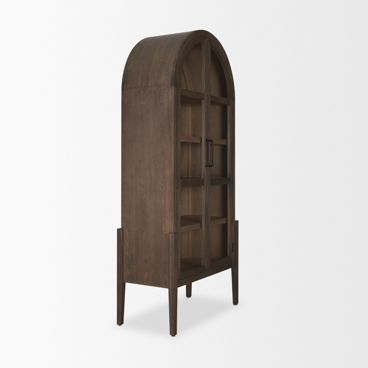 Teva Two Toned Dark with Light Wood Arched Curio Cabinet, Cabinets & Sideboard by Mercana, 39" length x 19" width x 84" height View 7