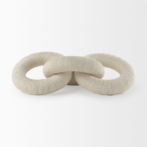 Alize Cotton Rope Wrapped Solid Wood Circular Chain Link Decorative Object