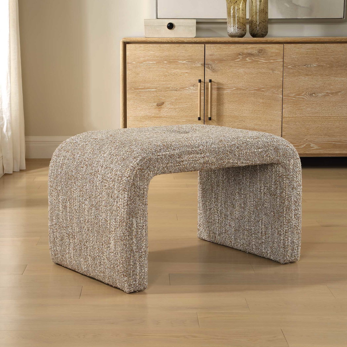 Leora Upholstered Modern Small Bench, Furniture by Uttermost, 30" width x 19" height x 21" depth View 3