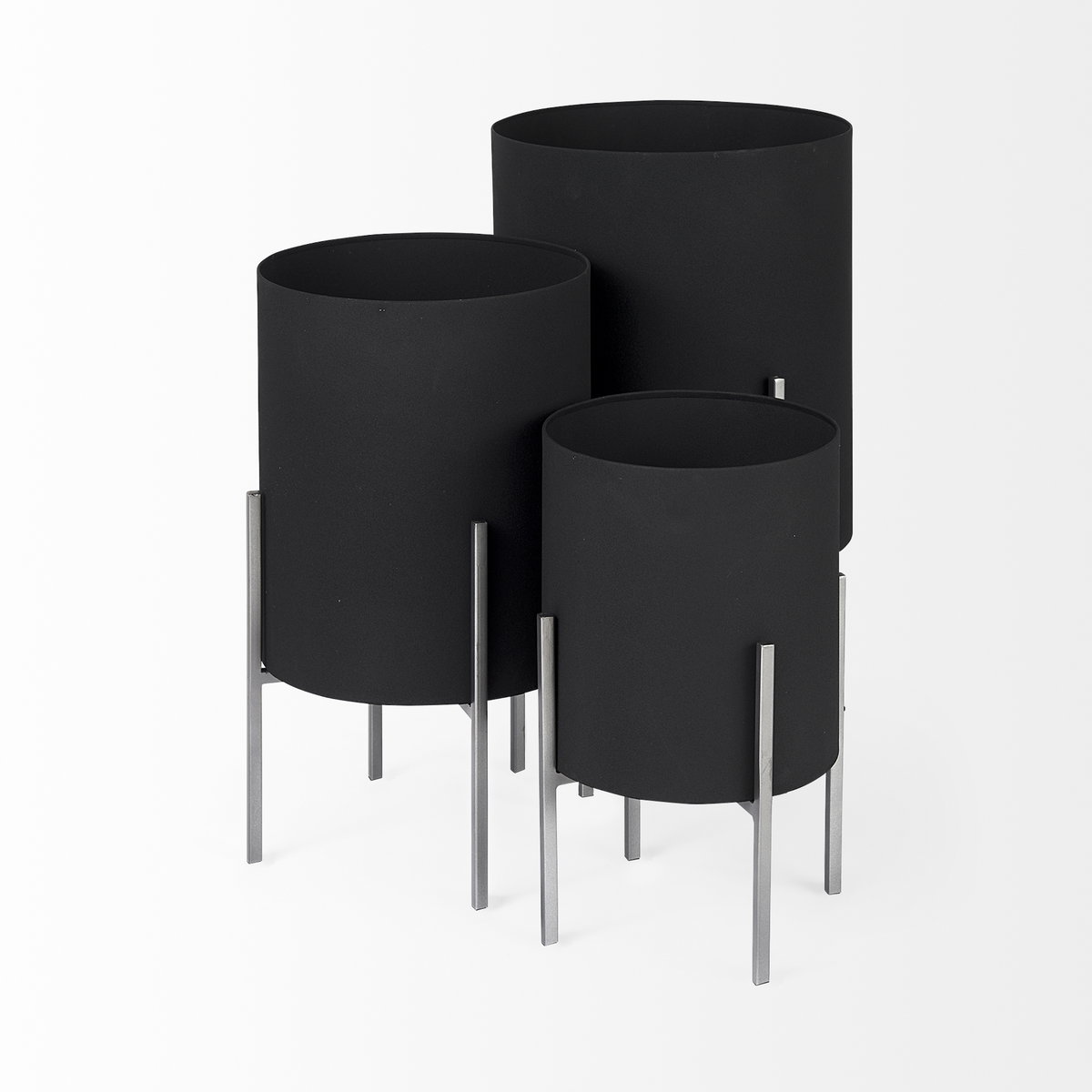 Claypoole (Set of 3) Black Plant Stands, Planter by Mercana, 15" length x 15" width x 24.5" height View 7