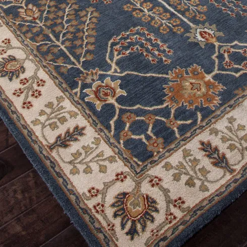 Poeme Hand-Woven Tufted Wool Dark Blue Area Rug