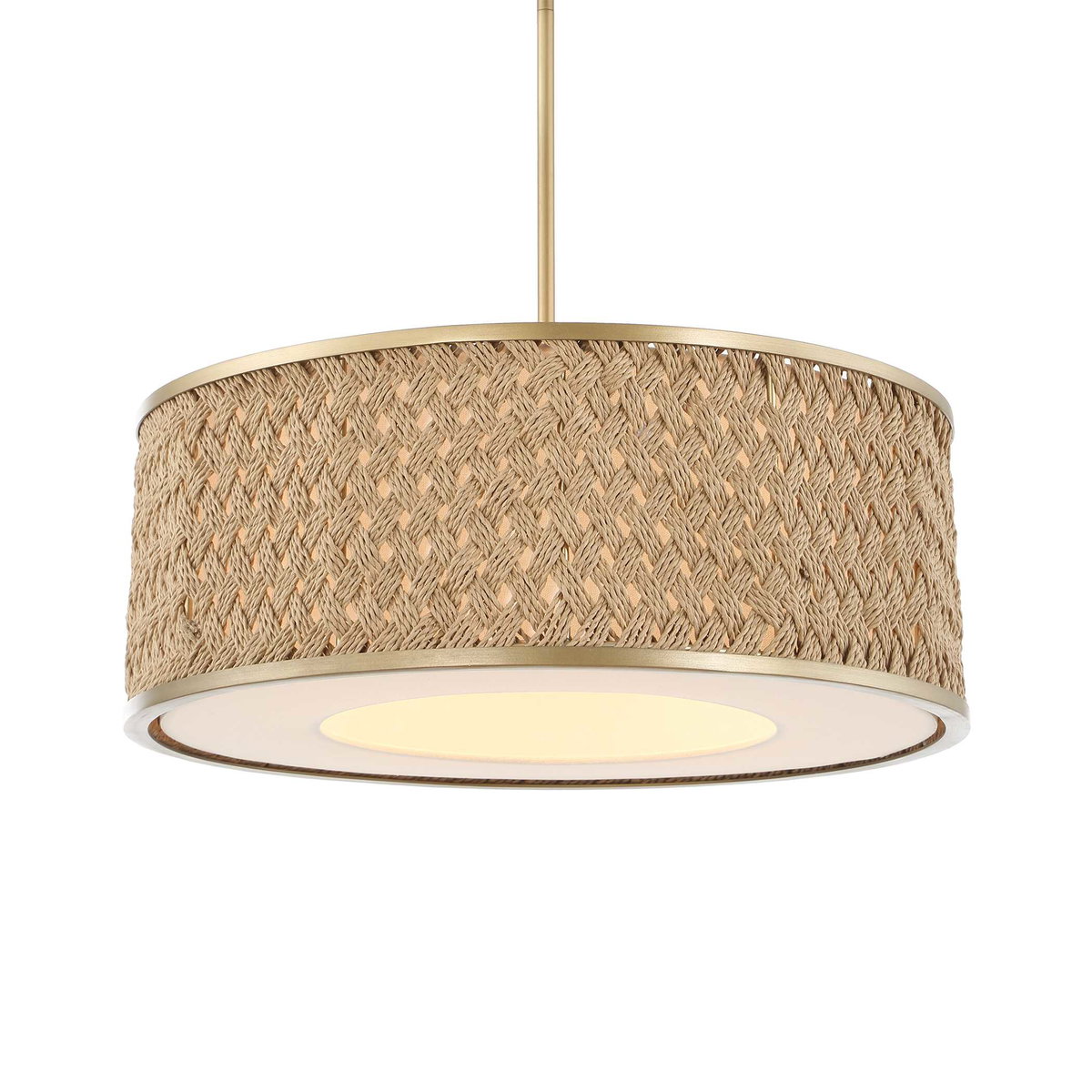 Pinchot 4 Light Rattan Drum Pendant, by Uttermost, 22.25" width x 8.5" height x 22.25" diameter View 1