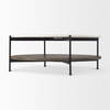 Larkin 42' Round Two-Tier White Marble Top and Solid Wood Shelf with Black Metal Frame Coffee Table, by Mercana, 43.5" length x 43.5" width x 16" height thumbnail 4