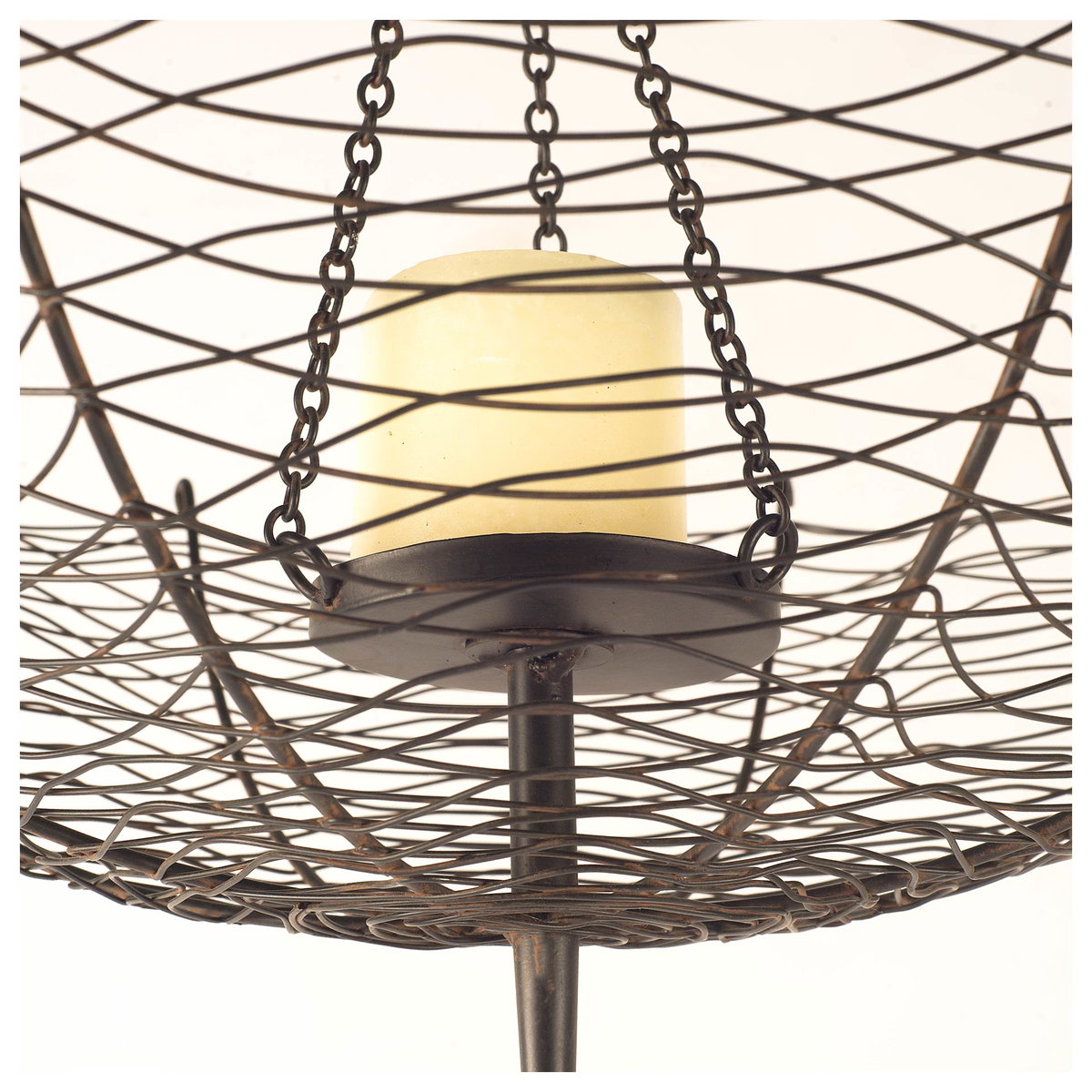 Rihanna II Medium Black Metal Umbrella Candle Holder Lantern, Lighting by Mercana, 39" length x 16.14" width x 38.98" height View 3