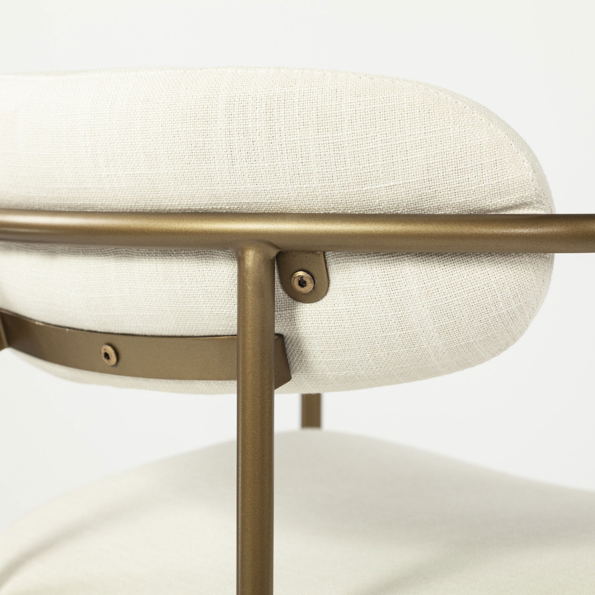 Parker 30' Seat Height Cream Fabric Seat Gold Metal Bar Stool large image 