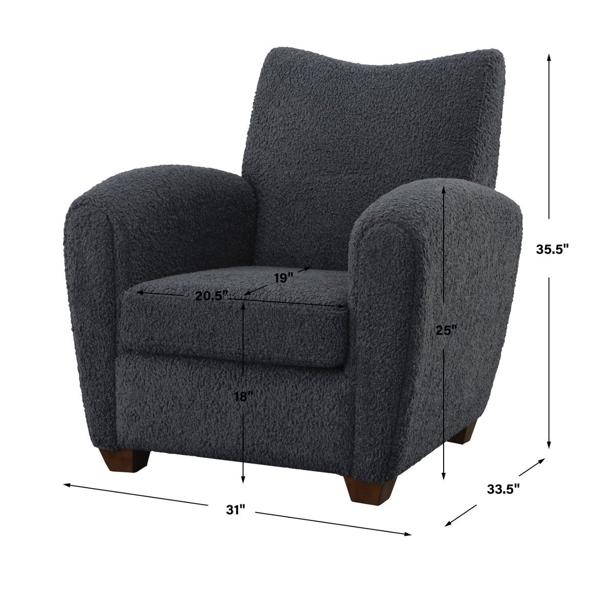 Teddy Slate Accent Chair, by Uttermost, 32" width x 35.5" height x 34.5" depth View 3
