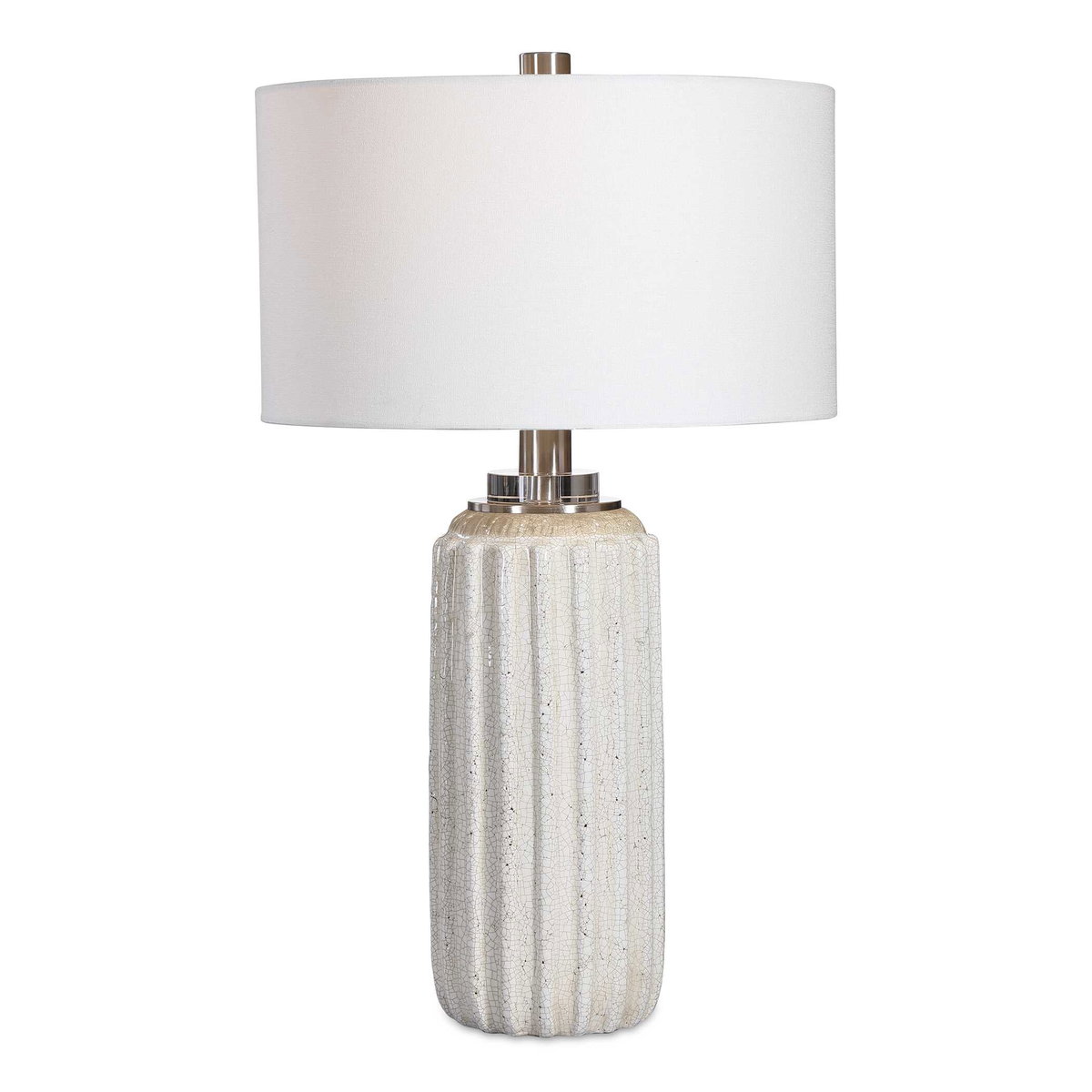 Azariah White Crackle Table Lamp, by Uttermost, 17" width x 29" height x 17" depth View 1