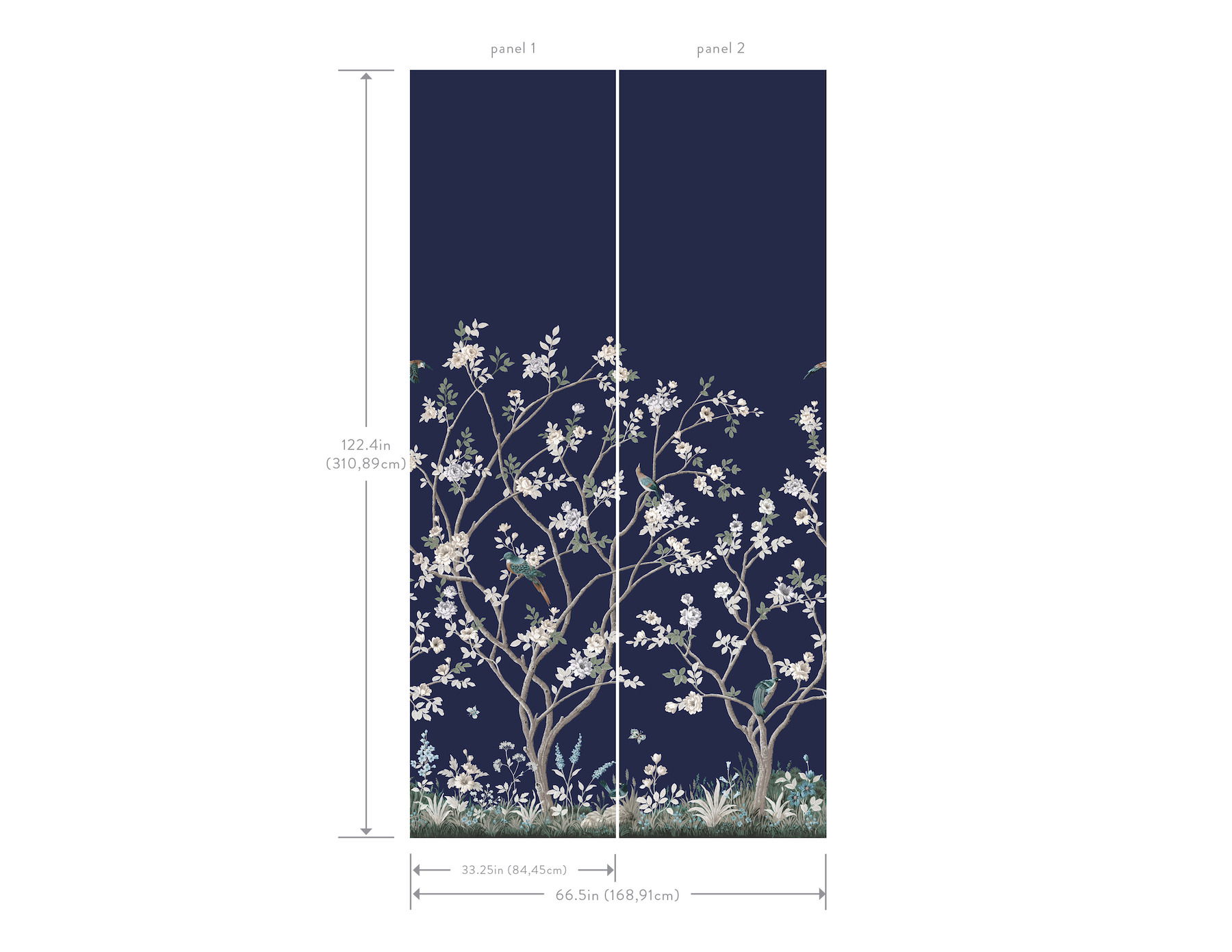 Lingering Garden Navy Wall Mural large image 