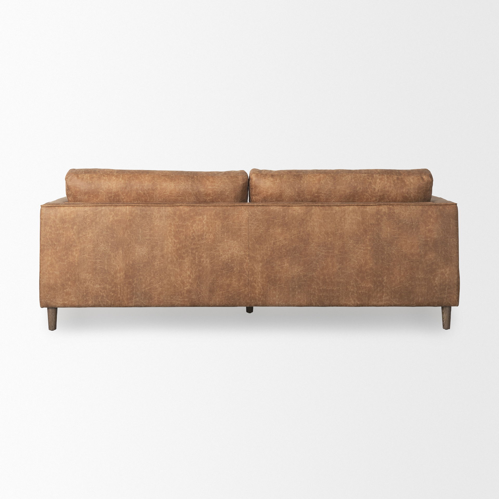 Loretta  Cognac Brown Faux Leather Three Seater Sofa with Two Bolster Cushions, Sofas & Sectional by Mercana, 87.99" length x 36.22" width x 33.86" height View 7
