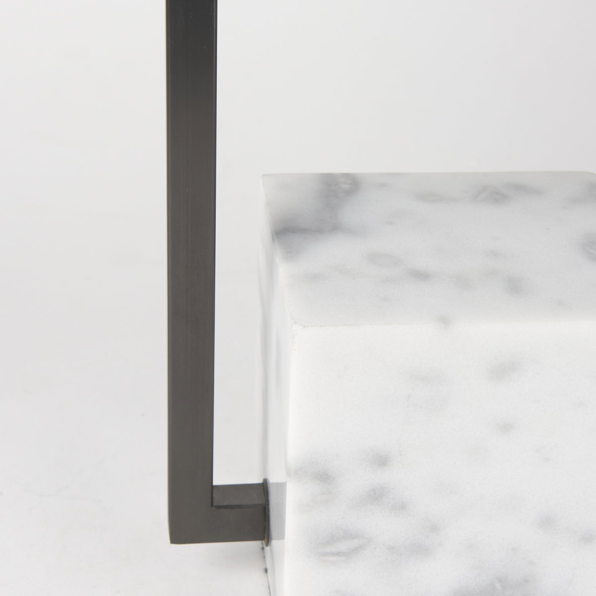 Peyton  Black Metal with Marble Cube and White Shade Table Lamp, by Mercana, 14" length x 9" width x 26.2" height View 8