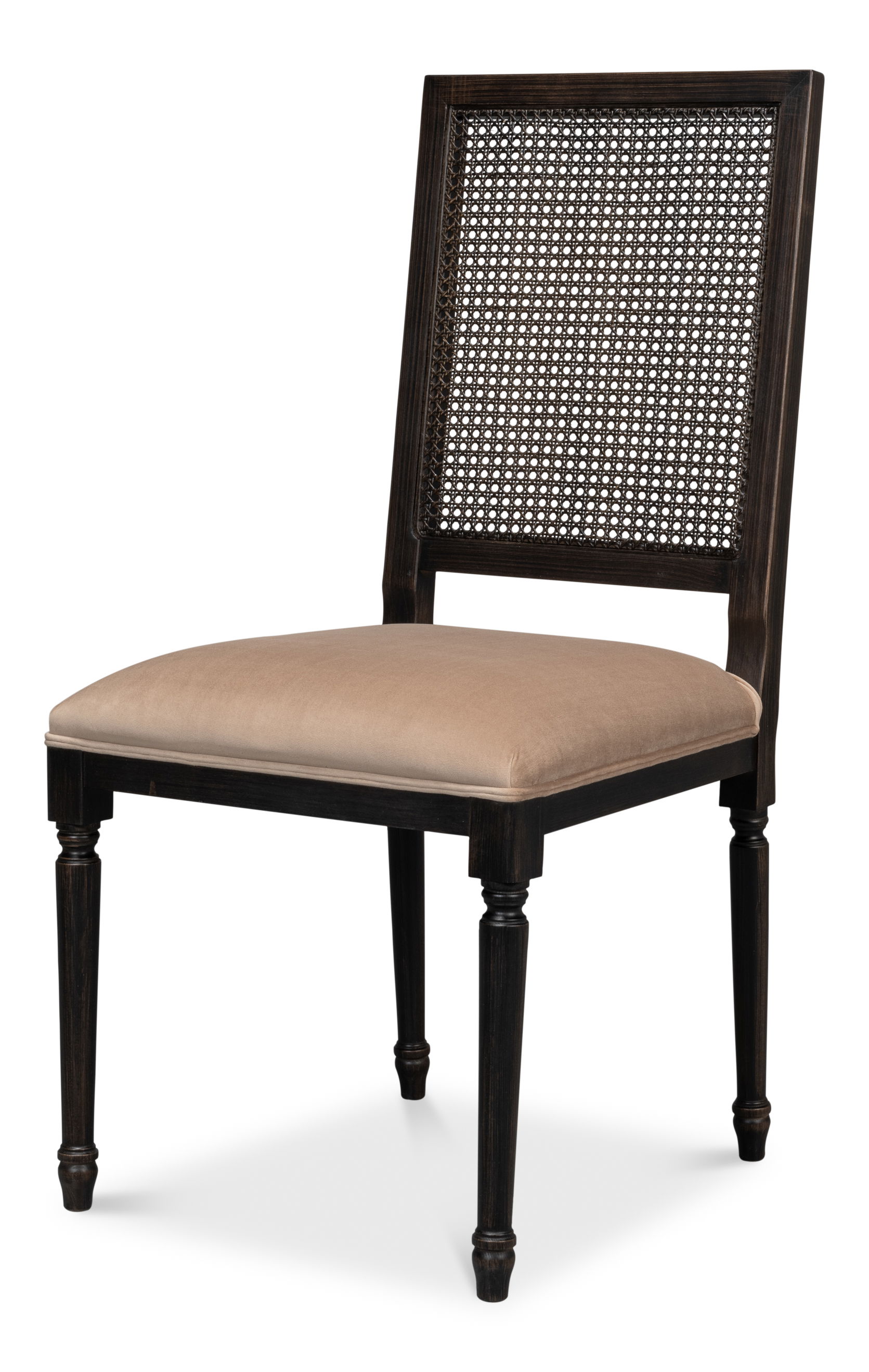 Cane Back Side Chair, Nero, Toffee, Dining Chair by Sarreid, 20" length x 20" width x 40" height View 1