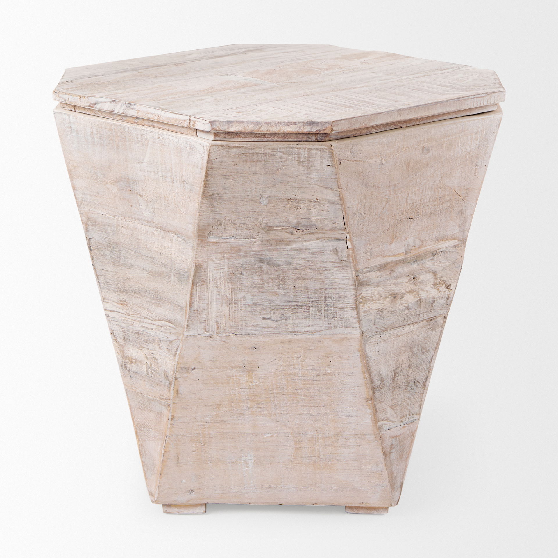 Esagono Octagonal Reclaimed Wood End/Side Table with Storage, Side & End Table by Mercana, 19" length x 19" width x 20.5" height View 6