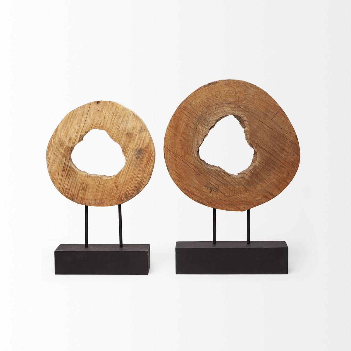 Ironwood II (Small) 13L x 4W Natural Wooden Circular Object, Decorative Object by Mercana, 12.6" length x 3.54" width x 18.75" height View 7