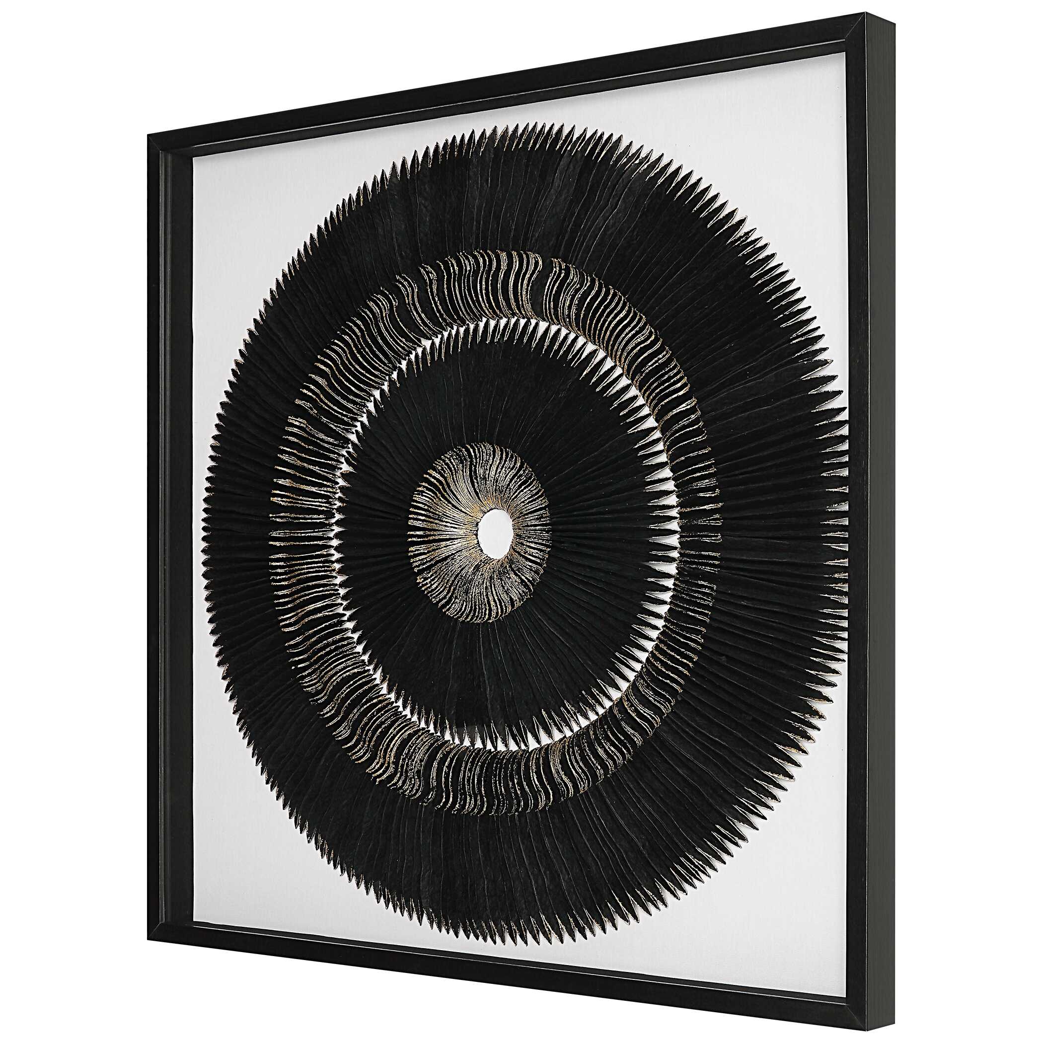 Sandara Black And Gold Shadow Box, Sculptural Wall Art by Uttermost, 39.37" width x 39.37" height x 2.5" depth View 5