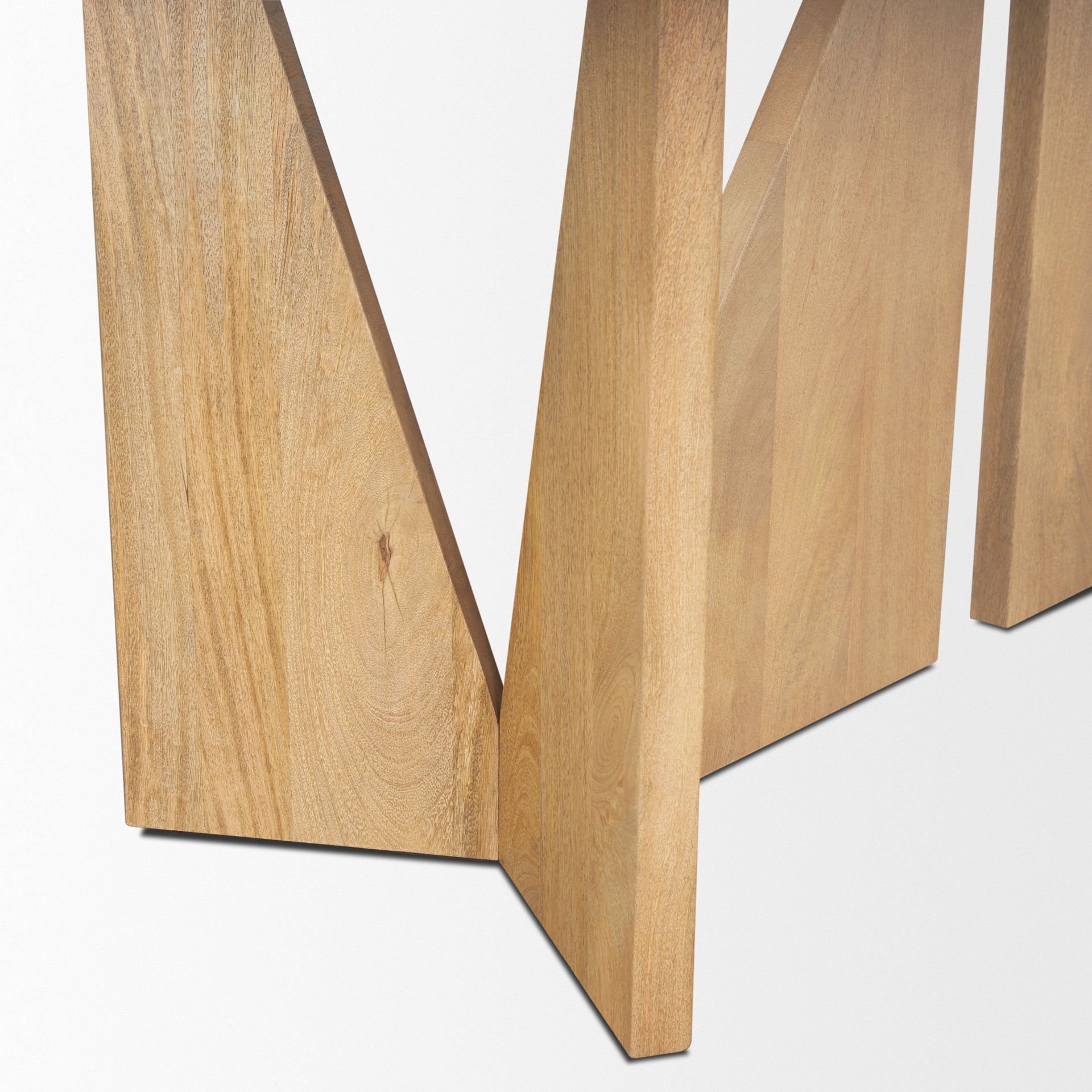 Tarro 84' Rectangular Light Brown Wood with Geometrical Base Dining Table, by Mercana, 84" length x 42" width x 30" height View 9