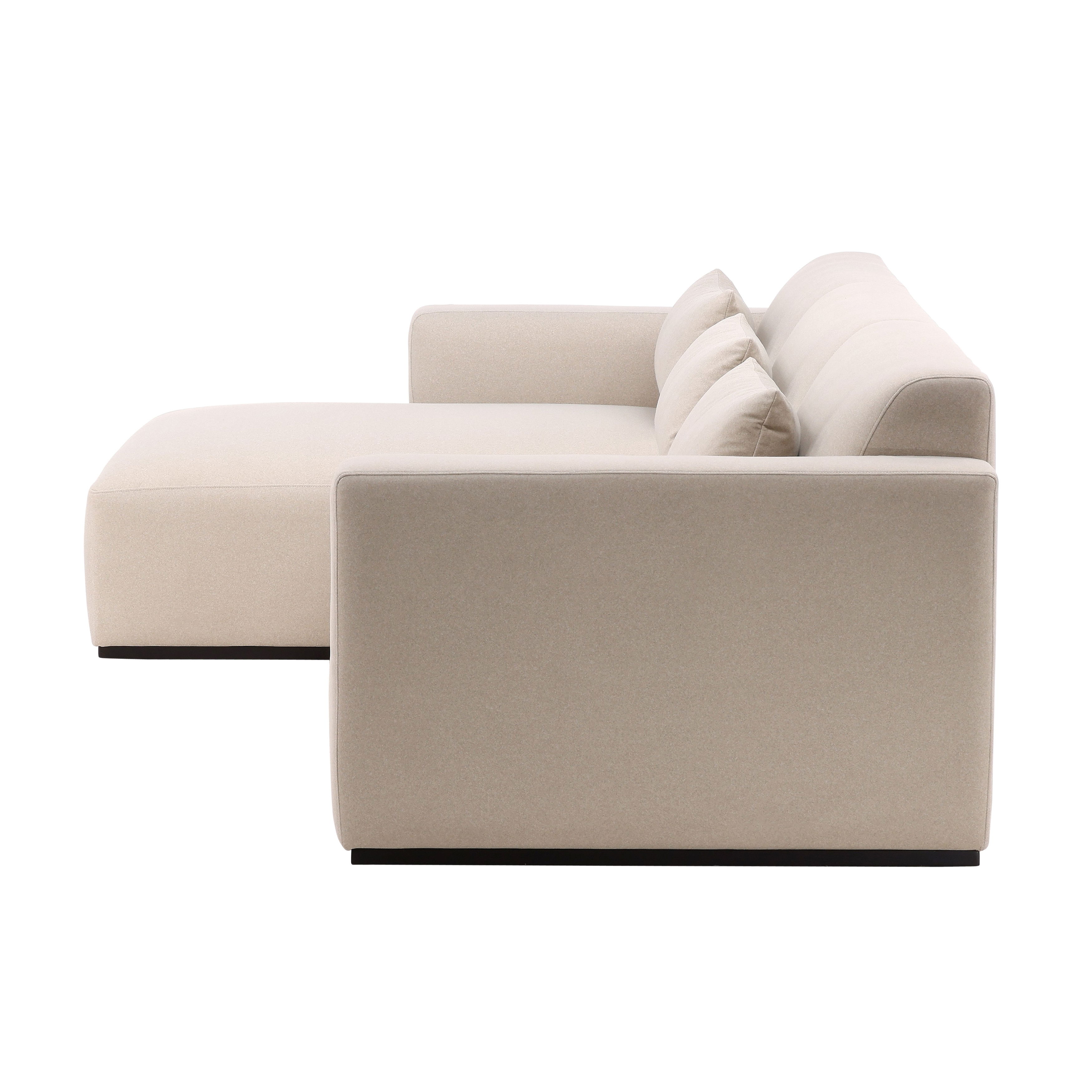 Brooklyn Chaise Sectional Cream, Sectional Sofa by Dovetail, 134.25" width x 29.5" height x 65" depth View 2